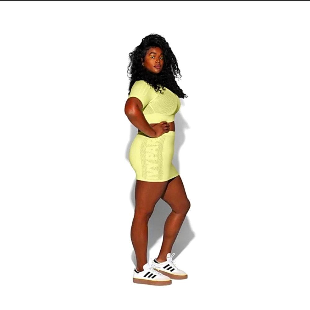 Ivy Park 4x Yellow Knit Mini Skirt